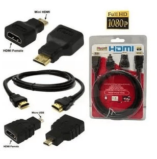 CABLE HDMI 3 IN1 DE 1.5MT CON ADAPTADOR MINI Y MICRO HDMI