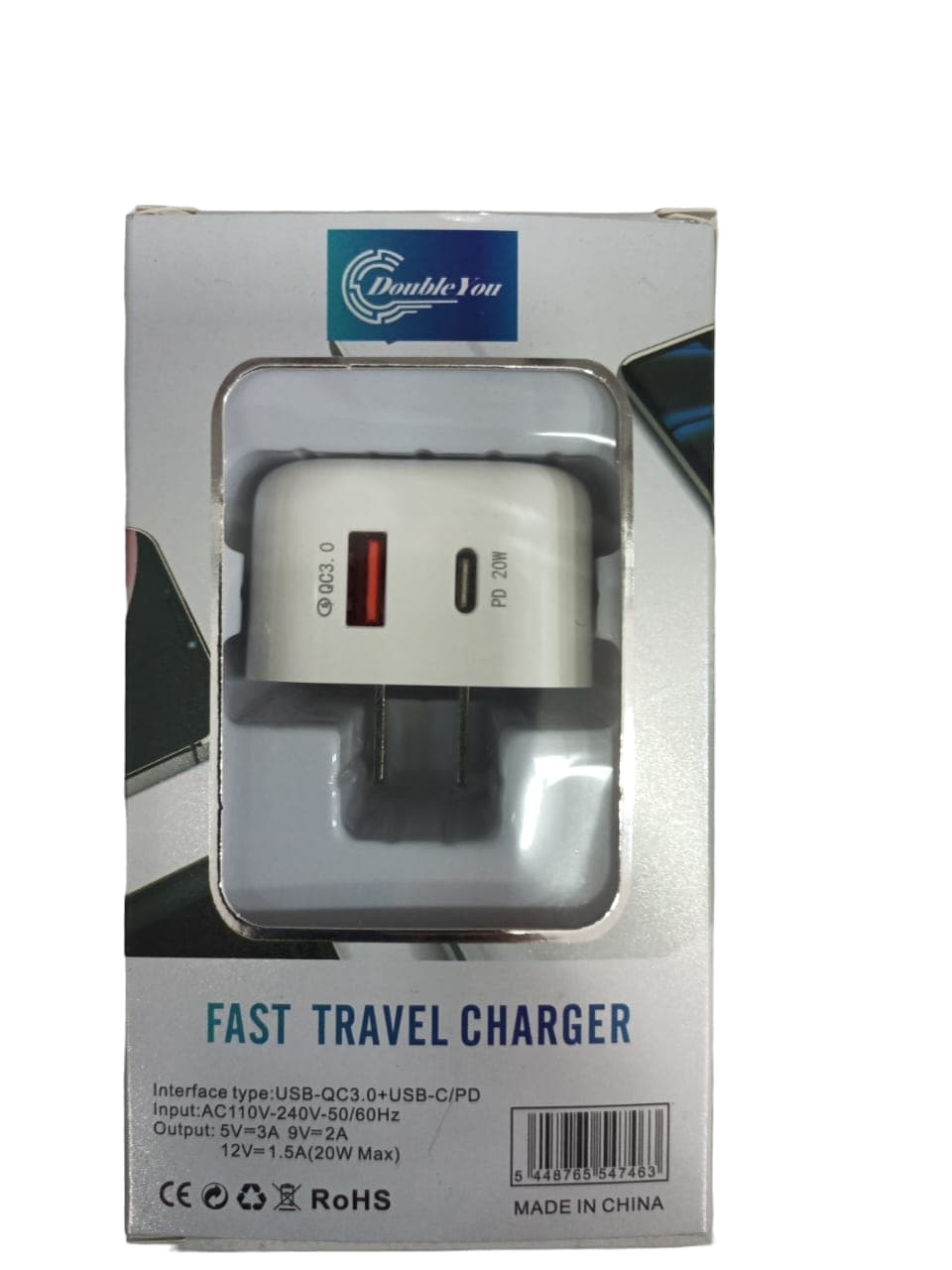 CARGADOR DOUBLE YOU FAST CHARGER 20W 2 USB LIGHTNING