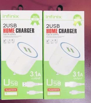 CARGADOR INFINIX HOME CHARGER 2 USB 3.1A MICRO USB / TIPO C