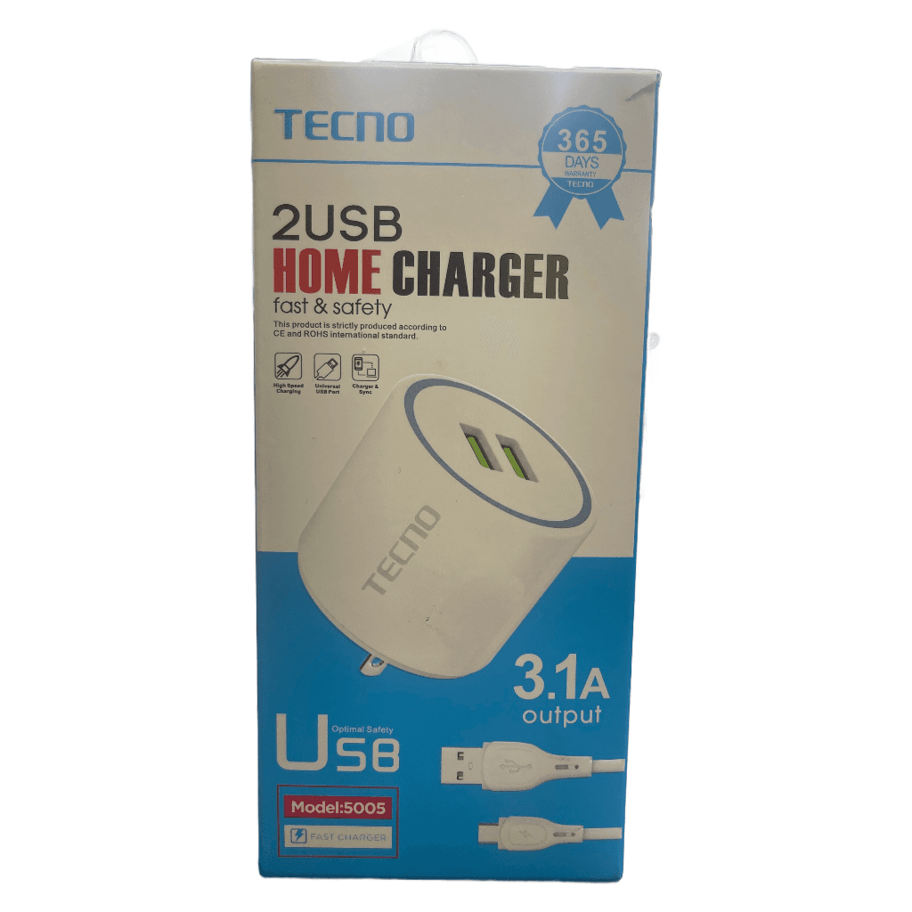 CARGADOR TECNO 3A 2 USB TIPO MICRO USB