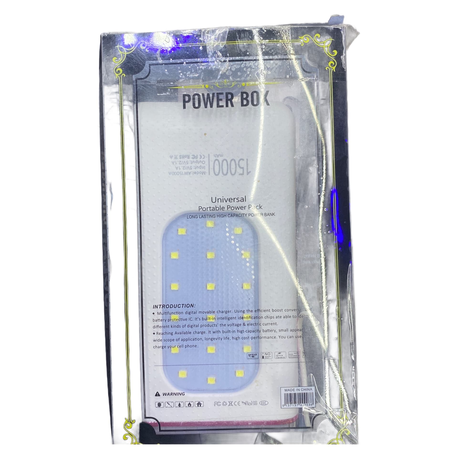 POWER BANK BOX SOLAR LINTERNA 15000MAH